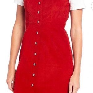 Red Button-Front Women's Dress